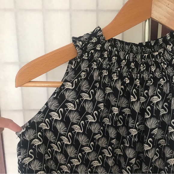 LOFT PETITE Black and White Flamingo Print Top Size XXSP - Picture 4 of 13